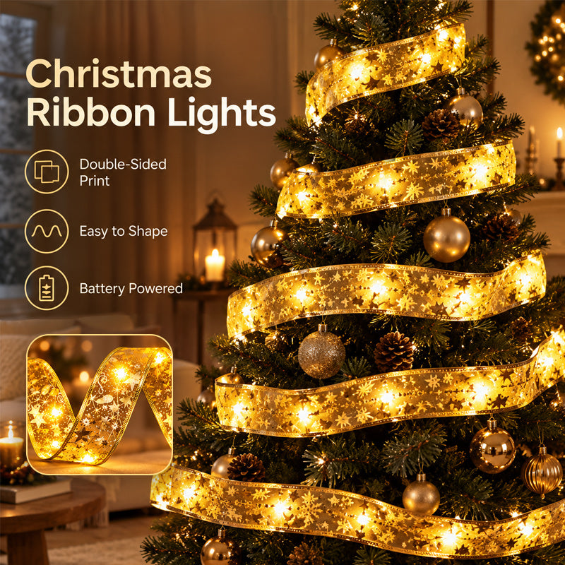 🎄 LED-julebånd med lys – Festlig dekorasjon til juletreet ✨