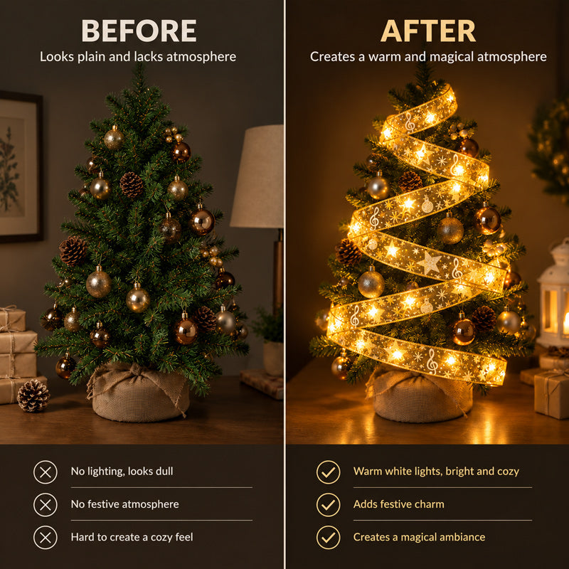 🎄 LED-julebånd med lys – Festlig dekorasjon til juletreet ✨