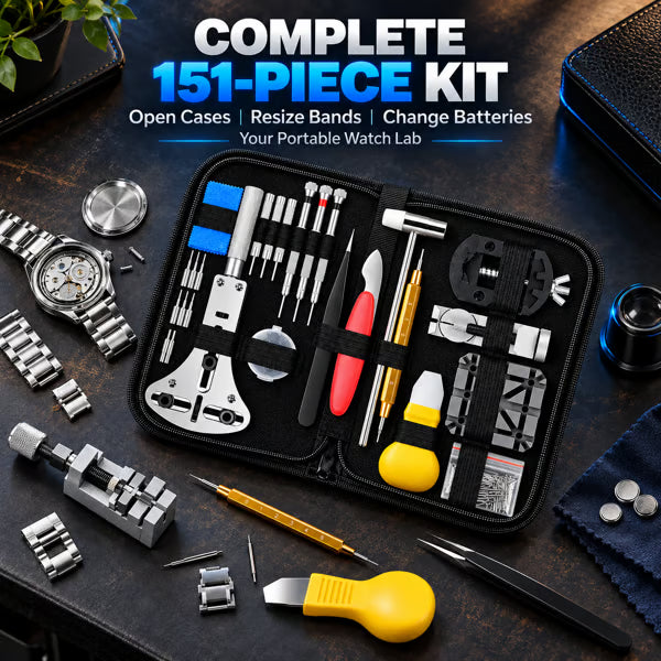 🔧 151‑Piece Professional Watch Repair Kit – Complete Home Tool Set For Battery Swap & Strap Resizing