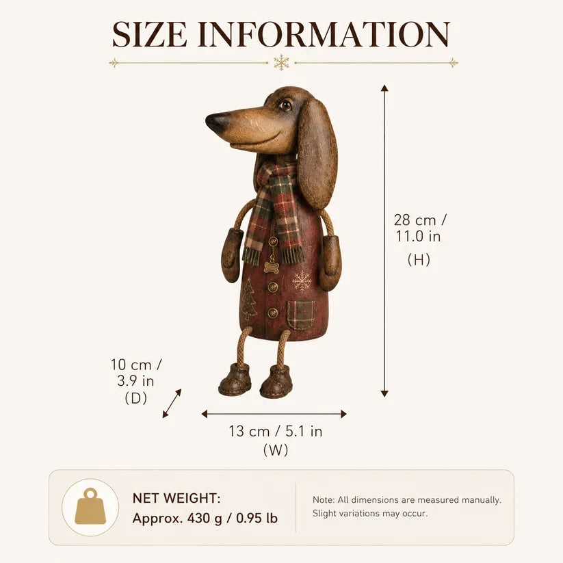 🏡 Vintage juledekorasjon med dachshund til hyllekant