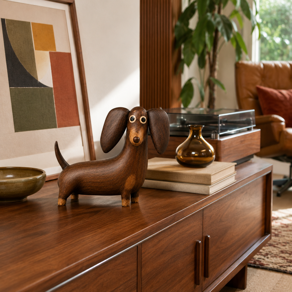 💡 Sjarmerende Dachshund-skulptur med trelook