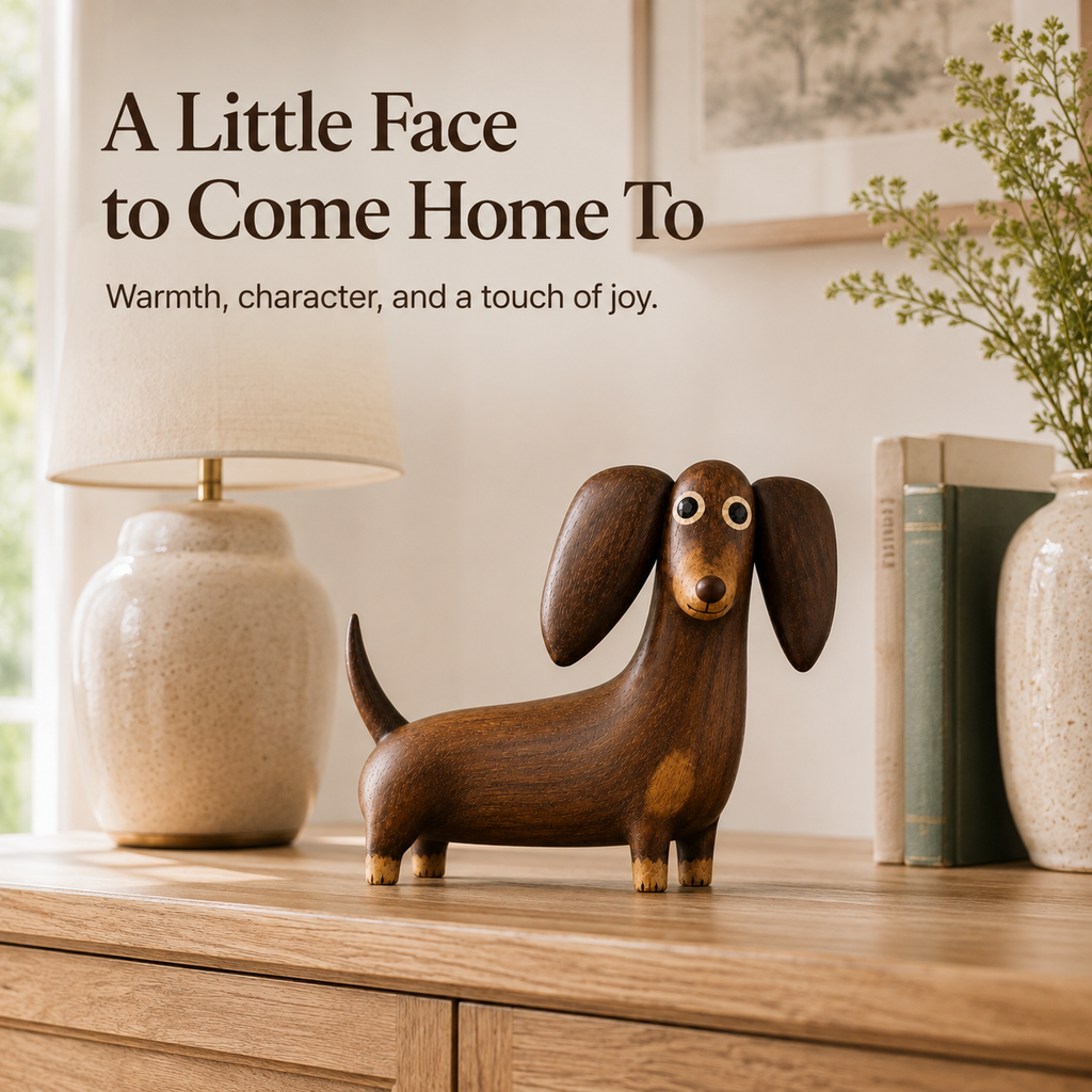 💡 Sjarmerende Dachshund-skulptur med trelook