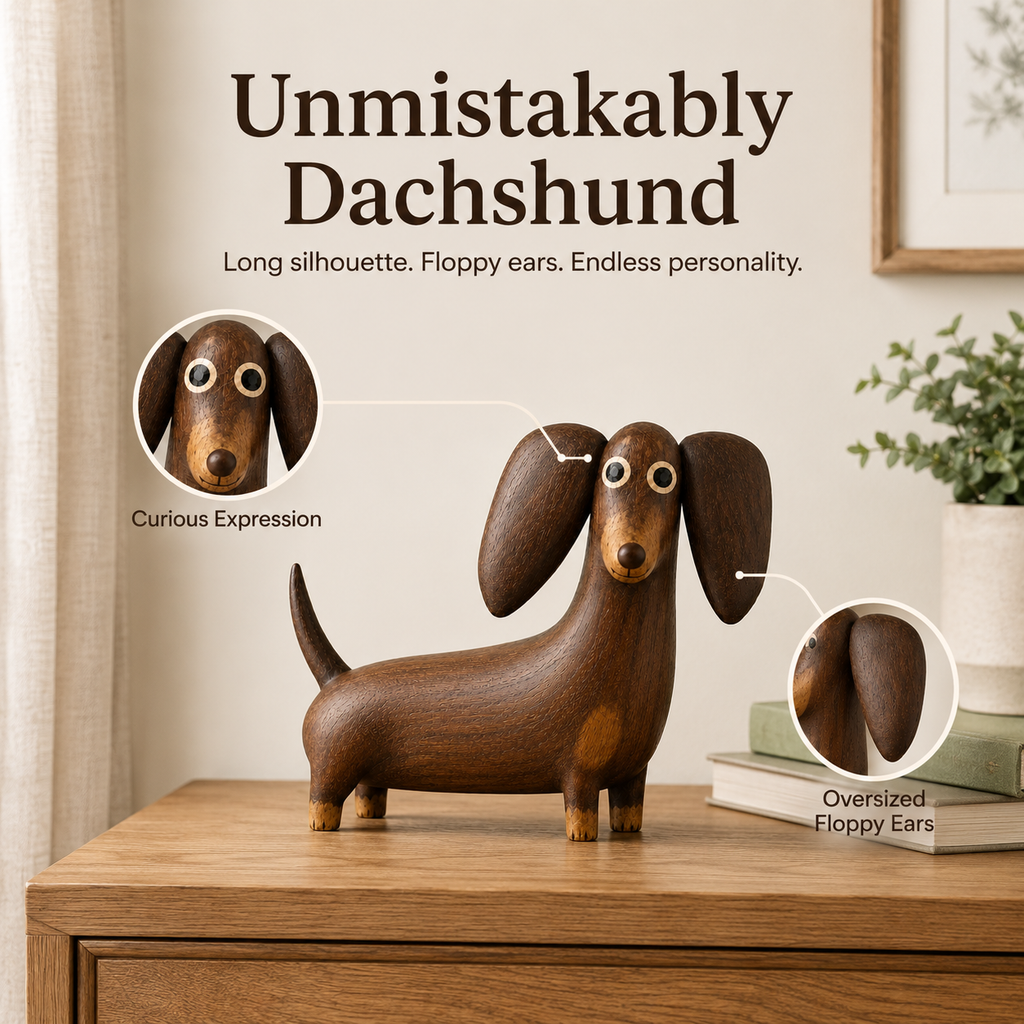 💡 Sjarmerende Dachshund-skulptur med trelook