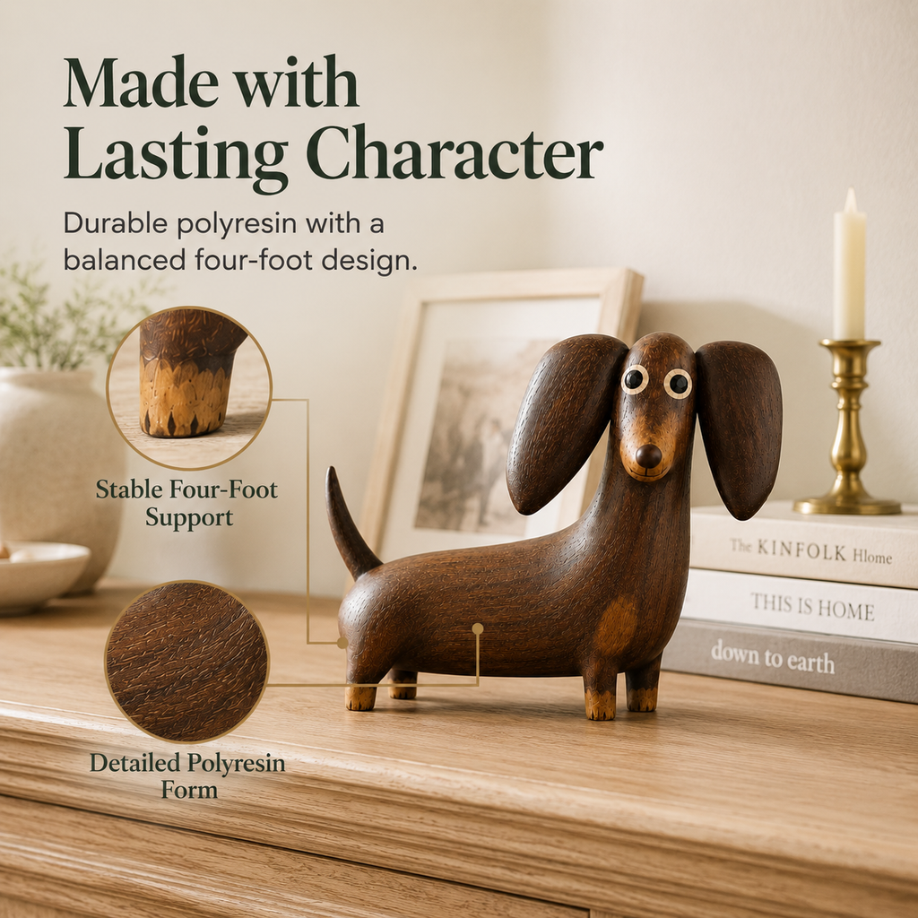 💡 Sjarmerende Dachshund-skulptur med trelook