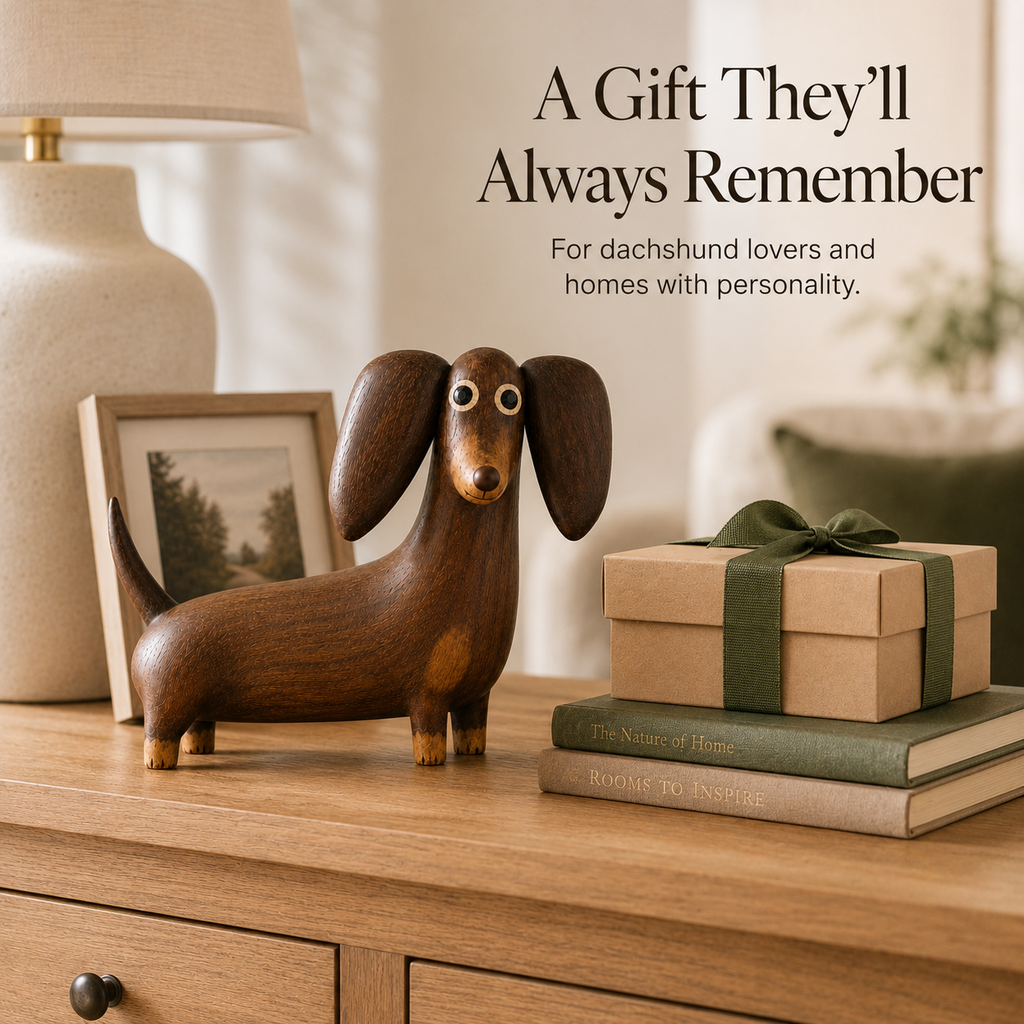 💡 Sjarmerende Dachshund-skulptur med trelook