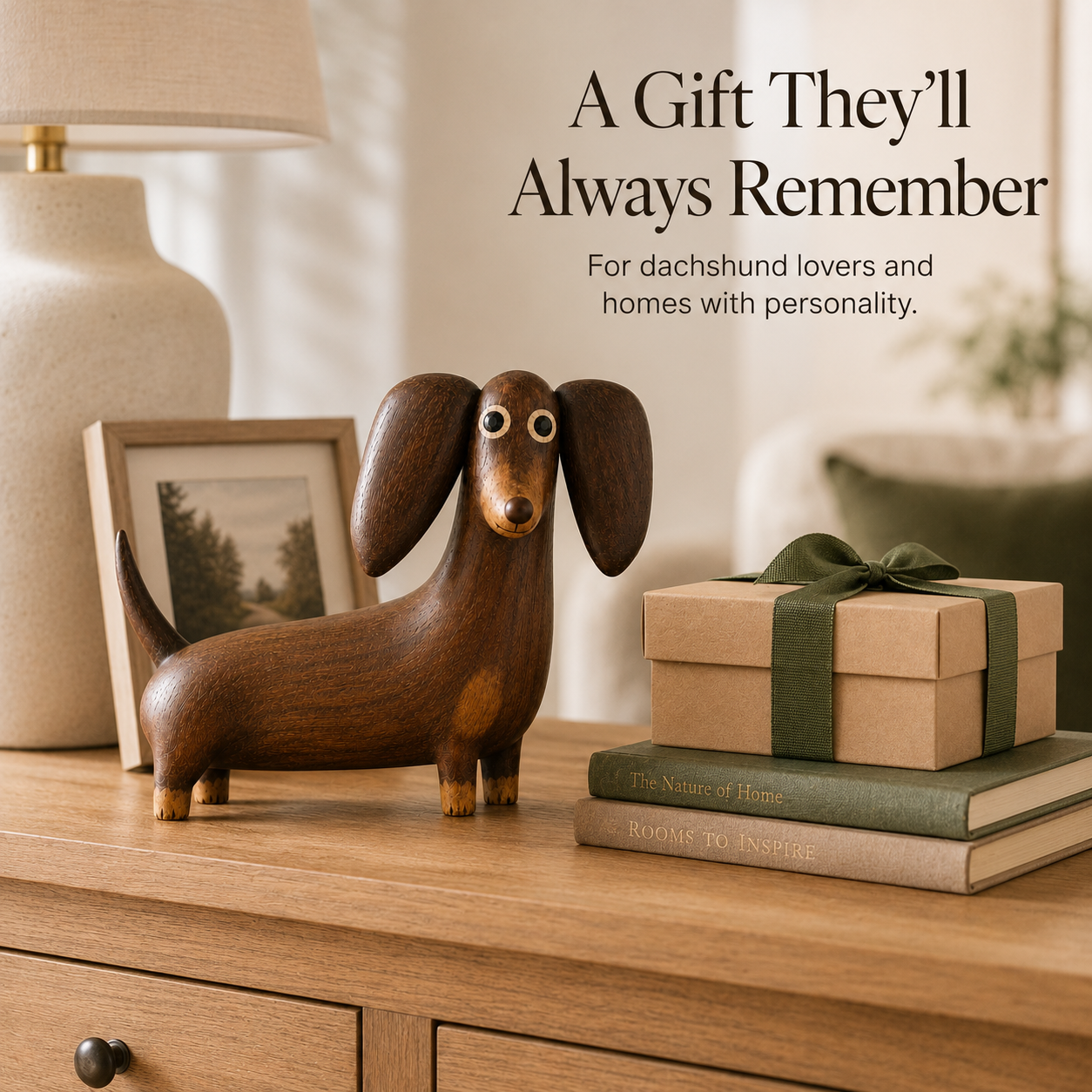 💡 Sjarmerende Dachshund-skulptur med trelook