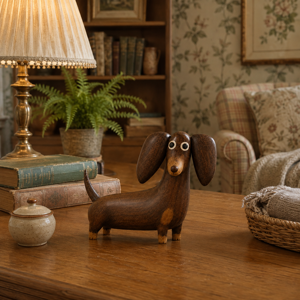 💡 Sjarmerende Dachshund-skulptur med trelook