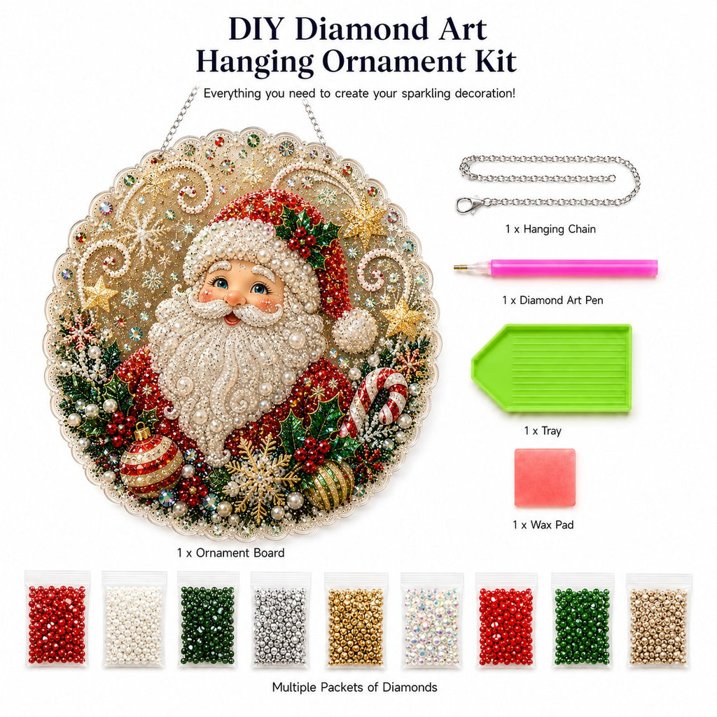 🎄 Premium Christmas Pearl Diamond Art Ornament Kit | DIY Holiday Hanging Decor