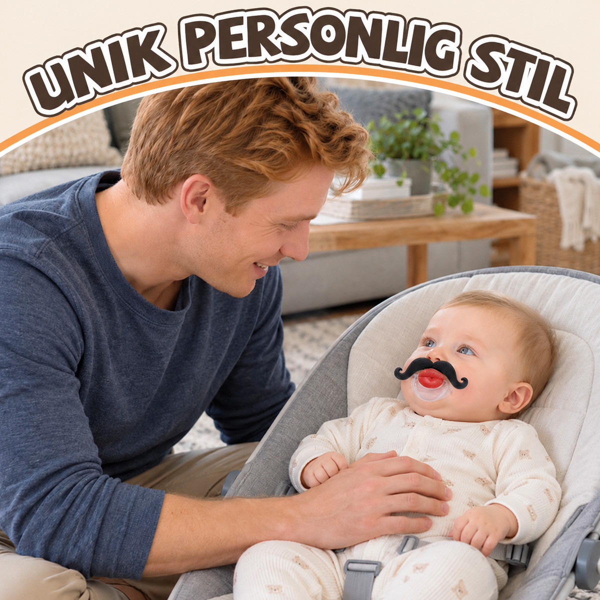 👶 Unik smokk med bart og lepper – Lag morsomme minner med babyen